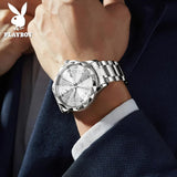 Elegant Fashion Luxury Brand Original Stainless Steel Waterproof Calendar Luminous Quartz New WristWatches