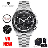 Luxury Chronograph AR Sapphire Mirror Ceramic Bezel New Moon Men's Quartz Watches