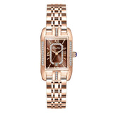 Elegant Luxury Brand Female Wristwatches - Rectangular Zircon Diamonds Steel Waterproof Original Womens Watch