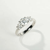 Dazzling 3-Stone VVS1 D Colour Moissanite 925 Silver Engagement Wedding Ring