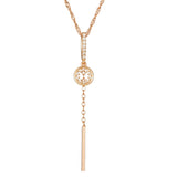 14K Rolled Gold Tassel AAA Zircon Diamonds Hollow Water Wave Chain Pendant Necklace