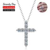 Lovely Full Moissanite Diamonds 18K Gold Plated Cross Pendant Necklace - Silver Chain Fine Necklace Jewellery - The Jewellery Supermarket