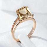 14 Karat Filled Gold Unique Light Brown Cube AAA Zircon Crystal Fashion Rings For Women