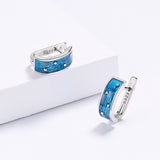 High Quality Handmade Enamel Blue Epoxy Silver Earrings