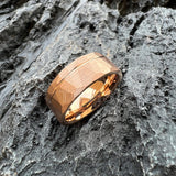 Hammered Offset Line 8mm Tungsten Carbide Rings for Men Women Comfort Fit