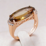 14K Gold Filled Brown Blue Red Grey Oval AAA Zircon Crystals Luxury Big Rings