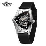 Luxury High-end Triangle Steel Skeleton Automatic Sports Waterproof Silicone Strap Luminous Mechanical Mens Watches