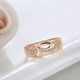 Stunning Hollow Vintage Pattern Filled 14K Rose Gold AAA White Zircon Dimaonds Rings, Smooth Geometric Jewellery