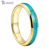 Turquoise Domed Polished Finish 4/6/8MM Tungsten Engagement Wedding Rings