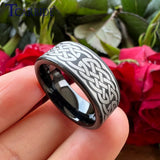 Laser Engraved Pipe Cut Brushed Finish 6MM 8MM Tungsten Wedding Men Women Rings