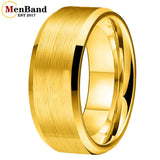 Brushed Finish Beveled Polished Edge 10/12mm Men Wedding Black Tungsten Rings