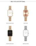 New Elegant Square Women Stainless Steel Mesh Strap Fashion Japanese Movement Rose Gold Tone Leisure Fashion Watches