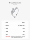 Luxury Sparkling Dual-Row Silver Round AAAA Lab Created Diamond Resizable Rings
