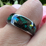 Opal Inlay Domed Polished 8mm Mens Womens Tungsten Engagement Wedding Rings