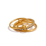 18K Gold Plated New Stainless Steel AAA Cubic Zirconia Layered Round Stackable Ring
