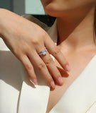 Gorgeous 3 Stone 1-4ct Emerald Cut VVS1 D Colour Moissanite Diamonds Silver Ring
