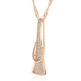 14K Gold Filled Geometric Full Paved AAA Zircon Diamonds Curve Triangle Pendant Necklace