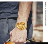 New Original Triangle Skeleton Automatic Mechanical Sport Stainless Steel High End Luxury Men Gold Tone Watches