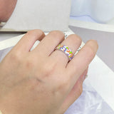 New Colourful Handmade Enamel Exquisite Flower 925 Silver Ring