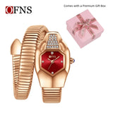 Snake Shape Design Exquisite Fashion Casual Waterproof Copper Band Wristwatch
