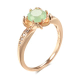 14 Karat Rolled Gold Emerald AAA Zircon Crystal Flower Shape Luxury Design Opal Rings