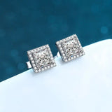 Princess, Marquise, Radiant, Heart Cut Moissanite Diamonds Silver Stud Earrings