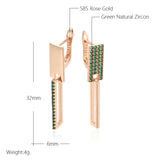 14 Karat Gold Filled Trendy Square Geometry Full Green AAA Zircon Diamonds Earrings