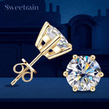 Fantastic 18K Yellow Gold Plated 0.5-2ct Moissanite Diamonds Stud Earrings 925 Silver Luxury Fine Jewellery with GRA - The Jewellery Supermarket