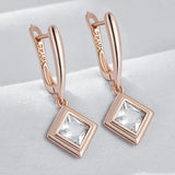 14 Karat Gold Square AAA Zircon Diamonds High Quality Dangle Earrings