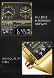 New Top Brand Luxury Gold Stainless Steel Sport Square Digital Analog Big Quartz Fashion Hipster Wristwatches - The Jewellery Supermarket