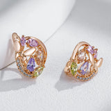 14 Karat Gold Filled Fashion Colourful AAA Zircon Crystals Butterfly Earrings for Women