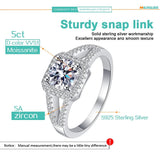 D Colour VVS1 1CT Moissanite Diamond Egagement Wedding Rings For Women S925 Sterling Silver GRA Certified Jewellery