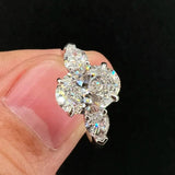 3-Stone GRA Certified 2CT Oval Cut Moissanite Diamonds Ladies Rings 925 Silver Engagement Wedding Band Jewellery