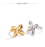 18K Gold Plated Popular Smooth Stainless Steel Flower Adjustable Charm Fashion Ring