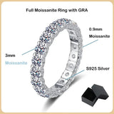 Sparkling 2.2cttw 3mm D Colour Moissanite Diamonds Full Eternity Rings - 18K Gold 925 Silver Plated Wedding Rings