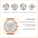 Luxury Fashion Brand Waterproof Luminous Multifunctional Chronograph Quartz Ladies Watches With Box - Ideal Gifts