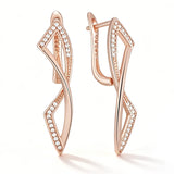 14 Karat Filled Gold Unique Romantic Shiny AAA Zircon Diamonds Glossy Drop Earrings