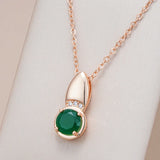 New Arrival Luxury 14K Rolled Rose Gold Round AAA Emerald Zircon Necklace - High Quality Daily Fine Jewellery