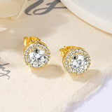 Super 5mm/6.5mm Moissanite Diamonds Halo Stud Earrings for Women Men Fine Jewellery