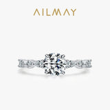 Round 1ct Dazzling 925 Solid Silver AAAA Lab Created Diamond Engagement Ring