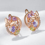 14 Karat Gold Filled Fashion Colourful AAA Zircon Crystals Butterfly Earrings for Women