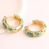 Multicolour Gold Filled Enamel Flower Daisy Chunky Round Circle Hoop Earrings