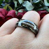 Bright Meteorite Gold Foil Inlay 8MM 18k Gold Colour Tungsten Carbide Wedding Rings