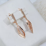 New 14K Rolled Gold Geometric AAA Zircon Diamonds Long Drop Fashion Fine Earrings