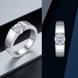 2 Carat D Colour VVS1 Moissanite Diamond Sterling Silver Engagement Unisex Ring