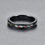 New Arrival 4MM Wide Inlaid Opal Black Tungsten Carbide Men's Women's Wedding Rings. Popular Choice - The Jewellery Supermarket