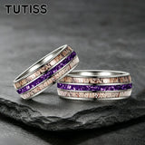 Deer Antler & Meteorite Inlay Silver 8mm Tungsten Carbide Mens Wedding Rings