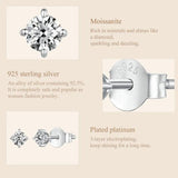 Excellent D Colour Moissanite Diamonds 4 Prongs Earrings 925 Sterling Silver Fine Jewellery for Men and Women - The Jewellery Supermarket