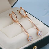 New 14K Rolled Gold White AAA Zircon Diamonds Long Dangle Luxury Fashion Earrings