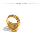 18K Gold Plated New Irregular Stainless Steel Stylish Unique Texture Distinctive Ring